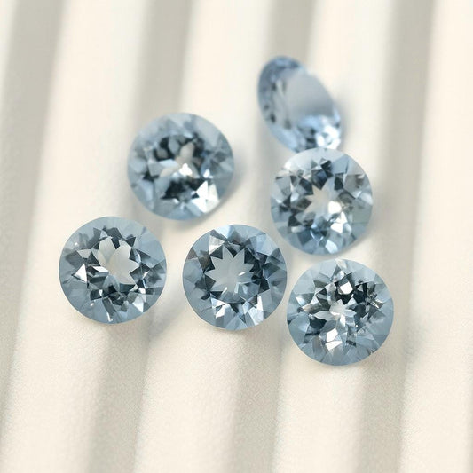 5 mm Natural Aquamarine Round Cut Stones • AAA+ Aquamarine Pair • Calibrated 5mm Stones for Stud Earrings • Round Wholesale Loose Gems